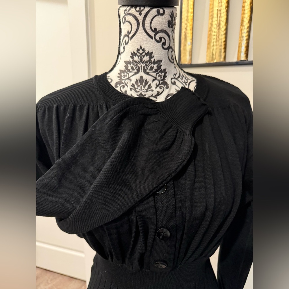 Allegra K Black Midi Ribbed Sweater Dress - Picture 5 of 7